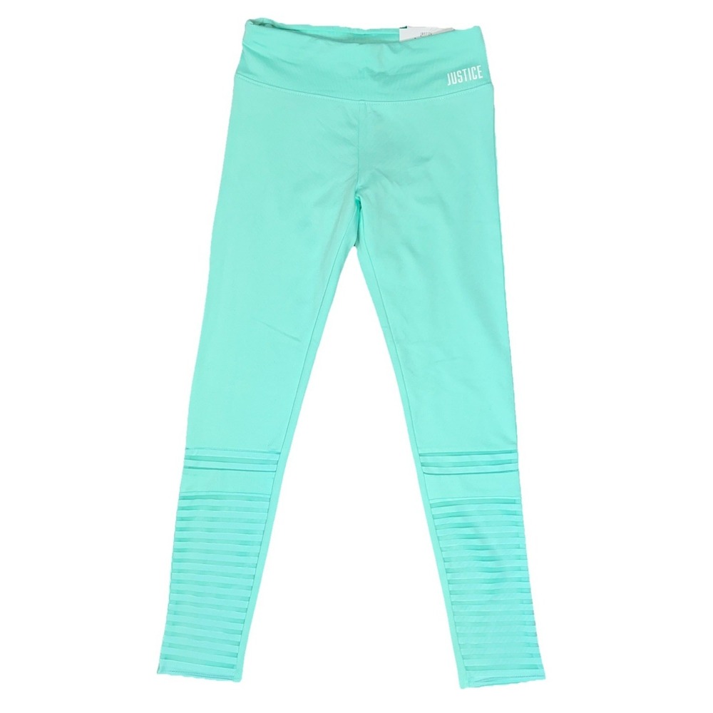 Justice Girls High Waist Neon Green Colorful Sports Casual Leggings Size 10 NWT